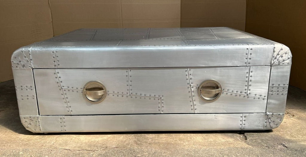 Aluminium Flugzeug Flieger Couchtisch Silber 120 cm - Aluminium Möbel