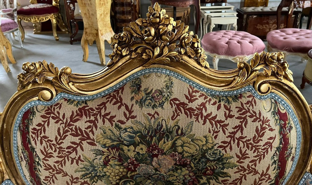 Barock Sofa Mehrfarbig / Gold - Handgefertigtes Wohnzimmer Sofa im Barockstil - Prunkvolle Barock Möbel - Barockstil Wohnzimmer Möbel - Edel & Prunkvoll
