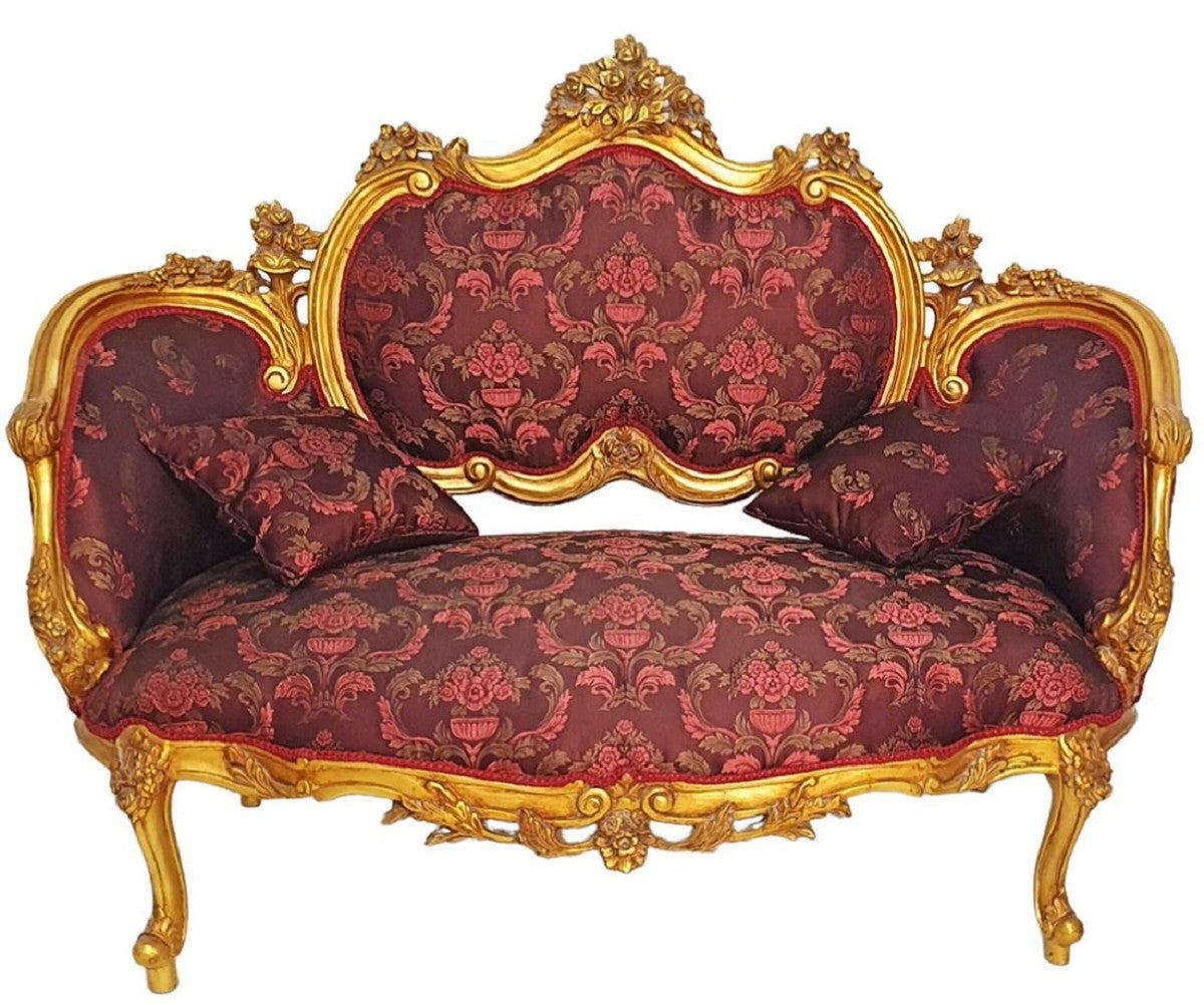 Barock Sofa Lila / Rosa / Gold - Prunkvolles Wohnzimmer Sofa im Barockstil - Wohnzimmer Möbel im Barockstil - Barock Möbel - Barock Einrichtung