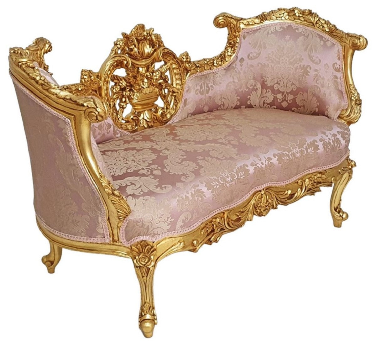 Barock Sofa Rosa / Gold - Prunkvolles Wohnzimmer Sofa im Barockstil - Wohnzimmer Möbel im Barockstil - Barock Möbel - Barock Einrichtung