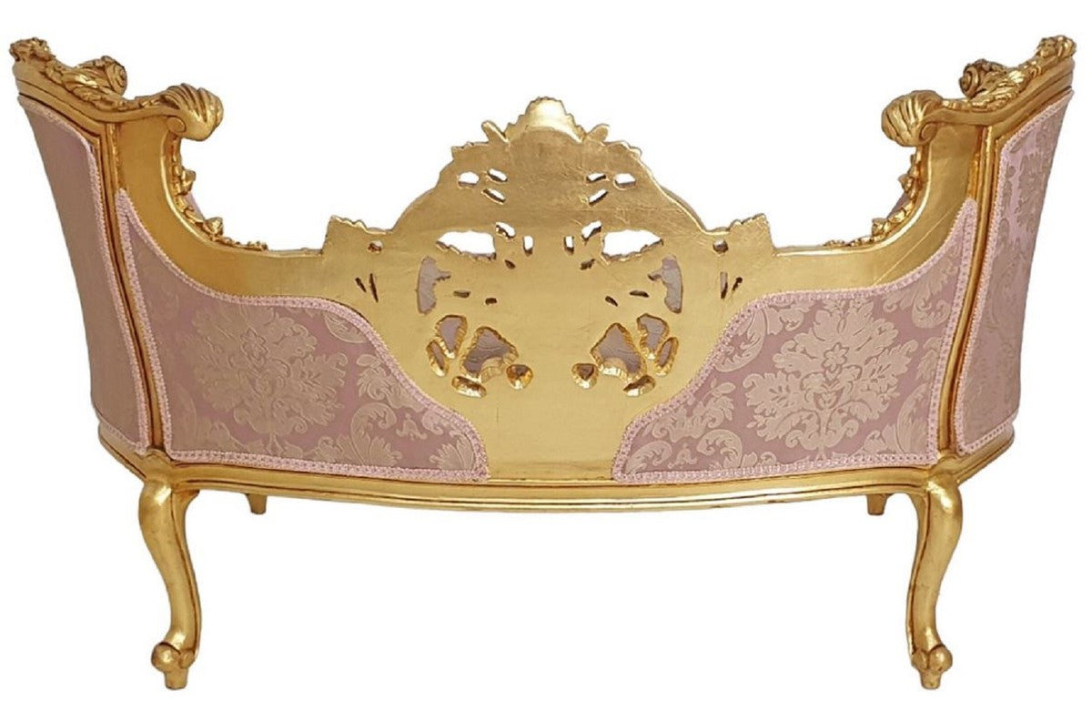 Barock Sofa Rosa / Gold - Prunkvolles Wohnzimmer Sofa im Barockstil - Wohnzimmer Möbel im Barockstil - Barock Möbel - Barock Einrichtung