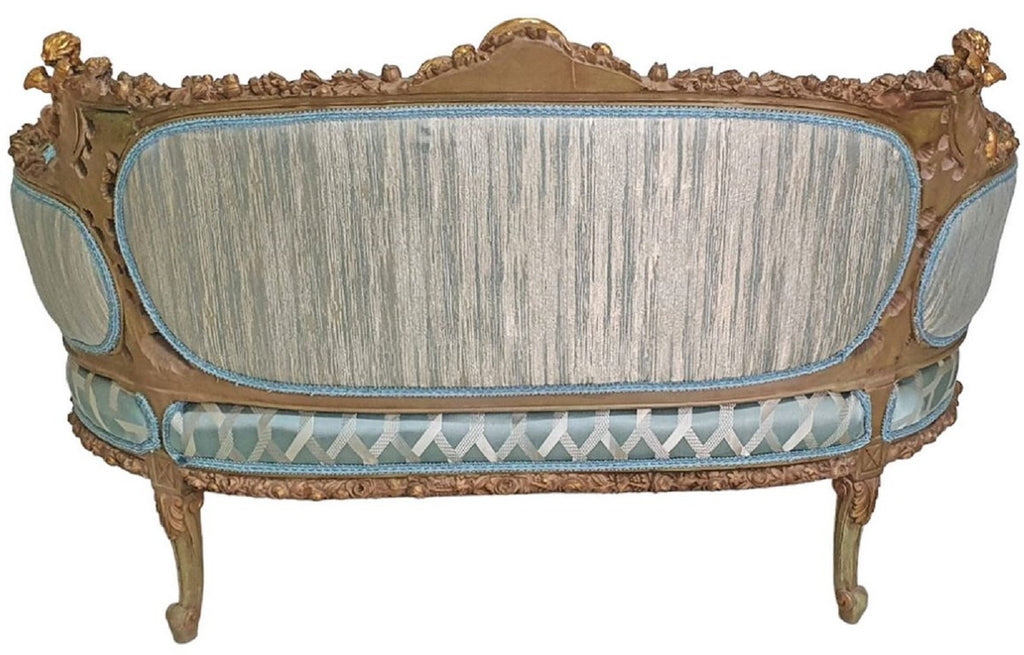 Barock Sofa Türkis / Antik Gold - Prunkvolles Wohnzimmer Sofa im Barockstil - Wohnzimmer Möbel im Barockstil - Barock Möbel - Barock Einrichtung