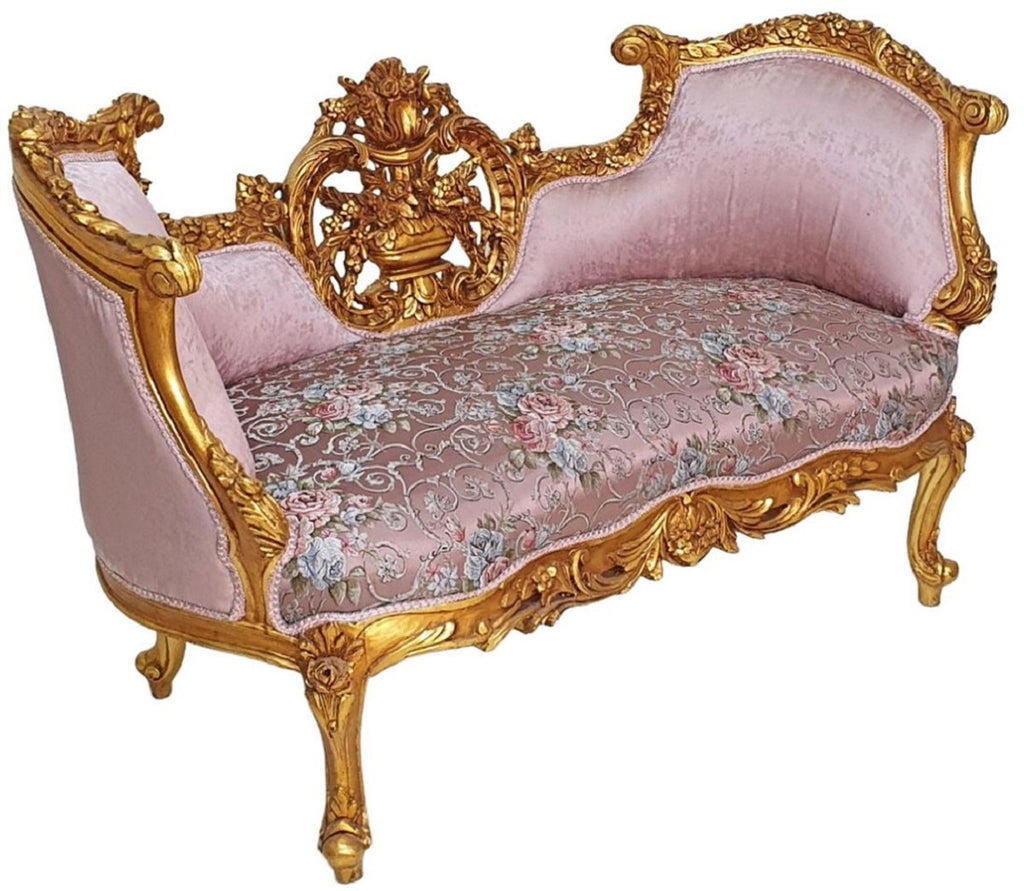 Barock Sofa Rosa / Mehrfarbig / Gold - Prunkvolles Wohnzimmer Sofa im Barockstil - Wohnzimmer Möbel im Barockstil - Barock Möbel - Barock Einrichtung