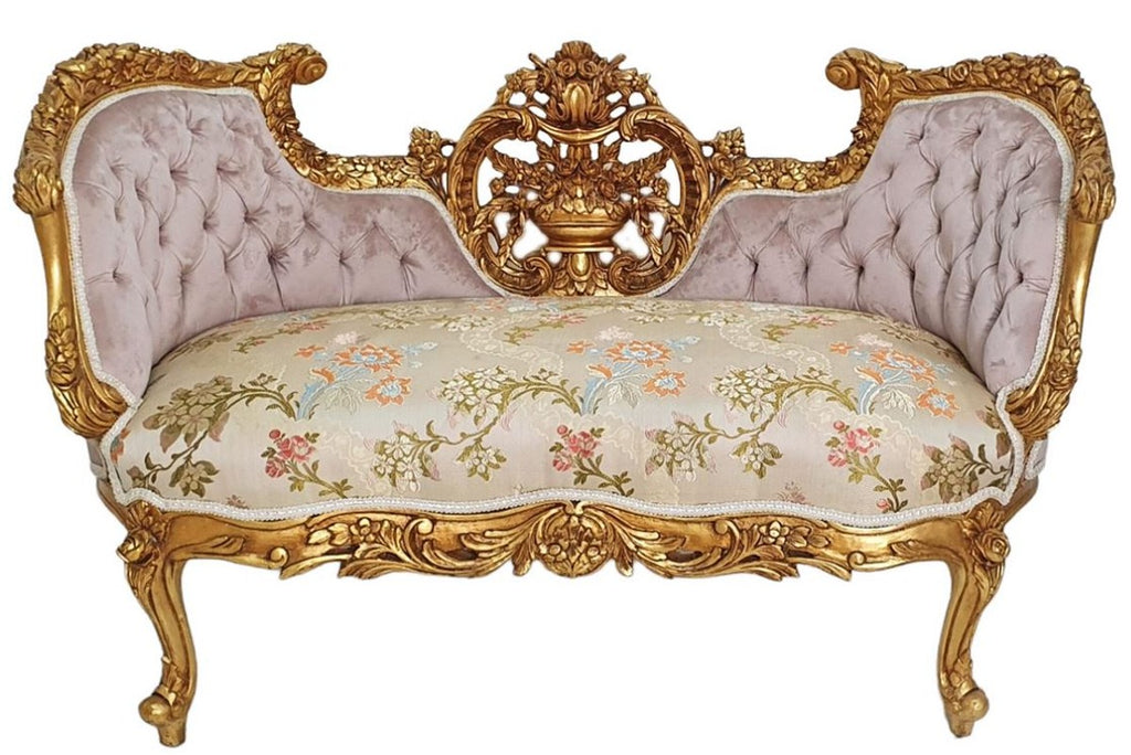 Barock Sofa Rosa / Beige / Mehrfarbig / Gold - Prunkvolles Wohnzimmer Sofa im Barockstil - Wohnzimmer Möbel im Barockstil - Barock Möbel - Barock Einrichtung