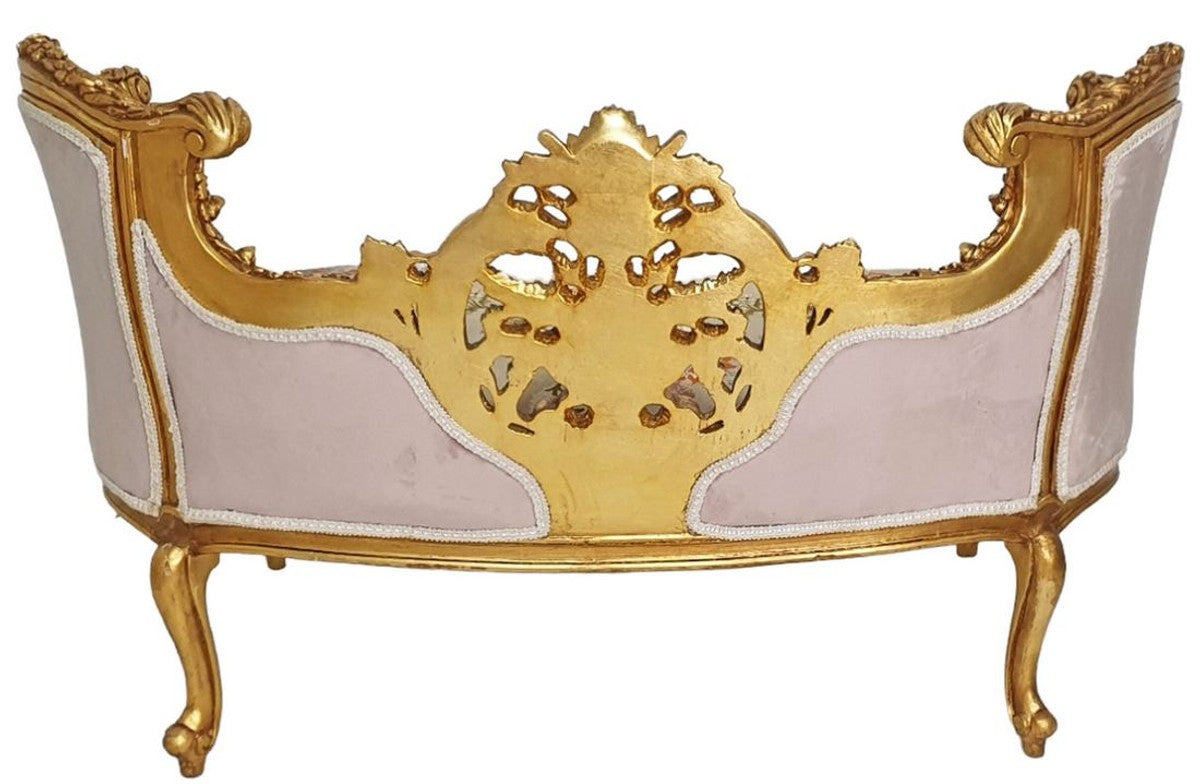 Barock Sofa Rosa / Beige / Mehrfarbig / Gold - Prunkvolles Wohnzimmer Sofa im Barockstil - Wohnzimmer Möbel im Barockstil - Barock Möbel - Barock Einrichtung