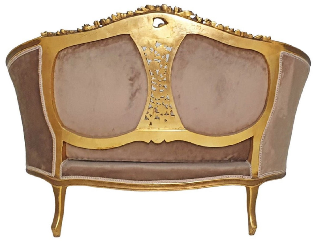 Barock Sofa Braun / Mehrfarbig / Antik Gold - Prunkvolles Wohnzimmer Sofa im Barockstil - Wohnzimmer Möbel im Barockstil - Barock Möbel - Barock Einrichtung