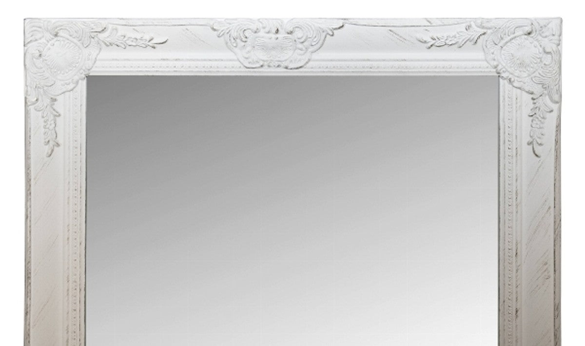 Barock Spiegel / Wandspiegel mit Holzrahmen Weiß 60 x H. 150 cm - Barockmöbel