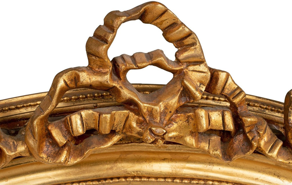 Barock Spiegel Gold 129 x 12 x H. 112 cm - Ovaler Wandspiegel im Barockstil - Antik Stil Garderoben Spiegel - Wohnzimmer Spiegel - Barock Möbel