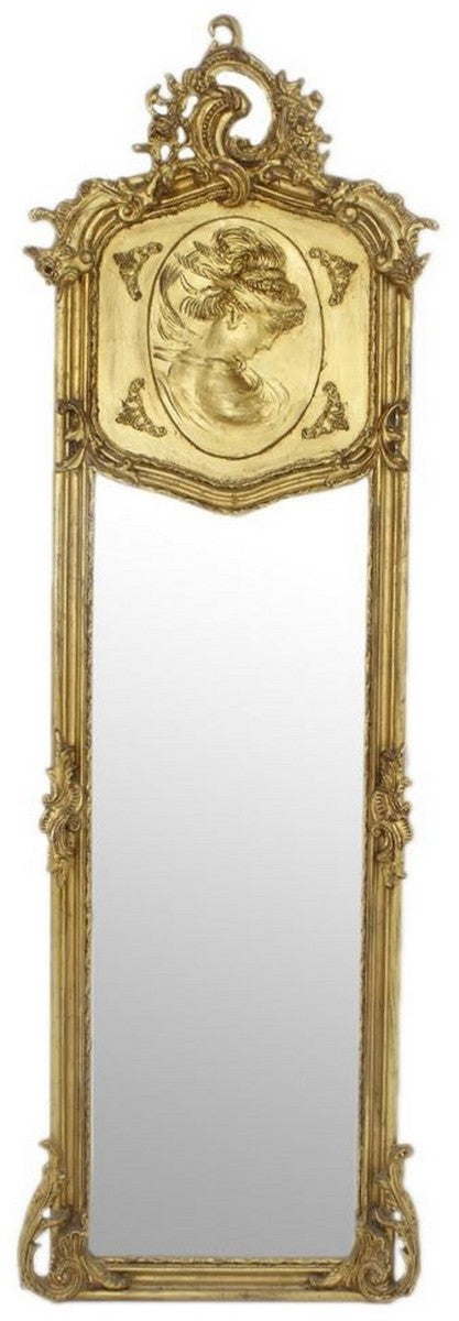 Barock Spiegel Antik Gold 55 x H. 175 cm - Handgefertigter Antik Stil Wandspiegel - Ganzkörperspiegel - Garderoben Spiegel - Wohnzimmer Spiegel - Barock Möbel - Edel & Prunkvoll