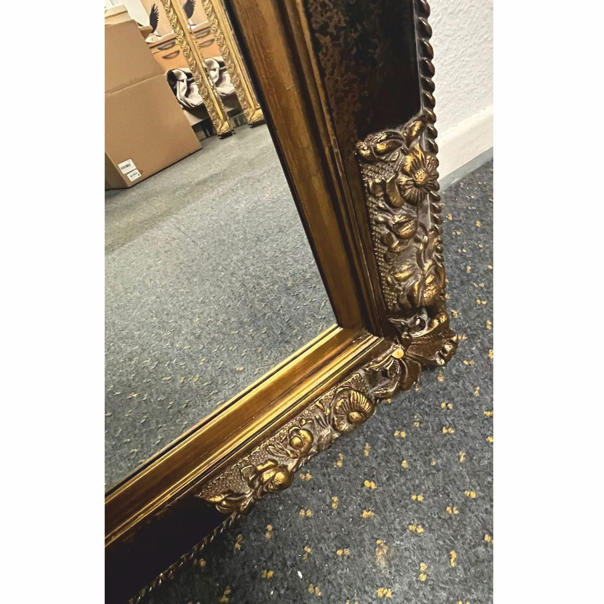 Barock Spiegel Schwarz / Antik Gold H. 94 cm - Barockstil Möbel