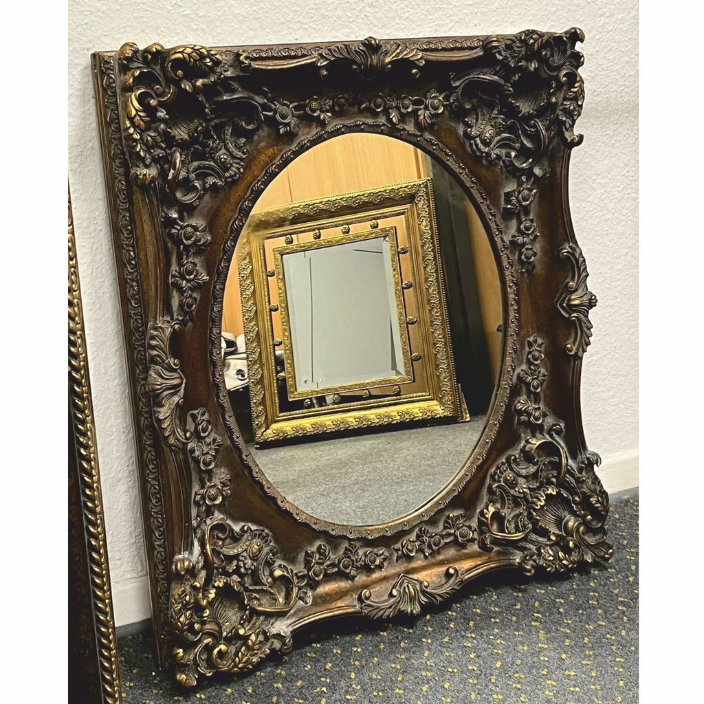 Barock Spiegel Antik Gold / Grau H. 88 cm - Barockstil Möbel