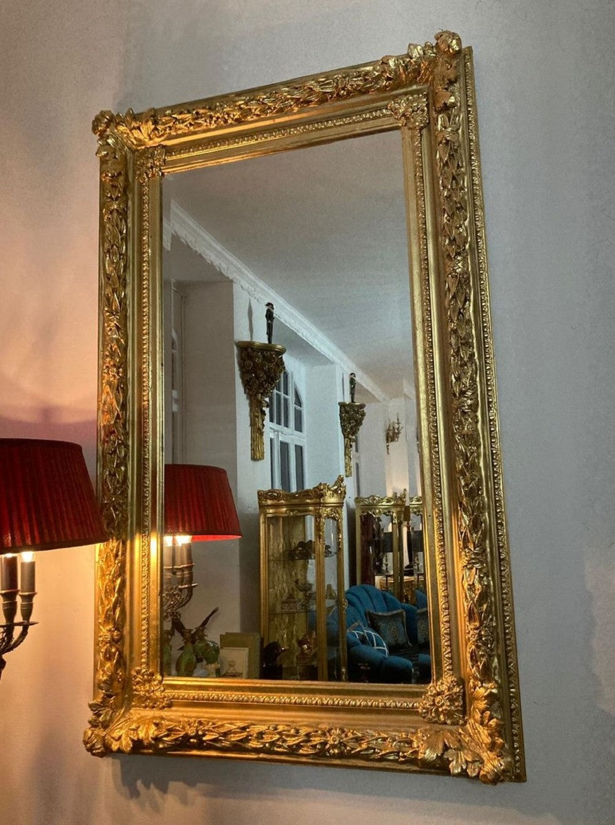Barock Spiegel Gold - Rechteckiger Wandspiegel mit Verzierungen - Barock Garderoben Spiegel - Barockstil Wandspiegel - Barock Möbel - Möbel Barockstil - Edel & Prunkvoll