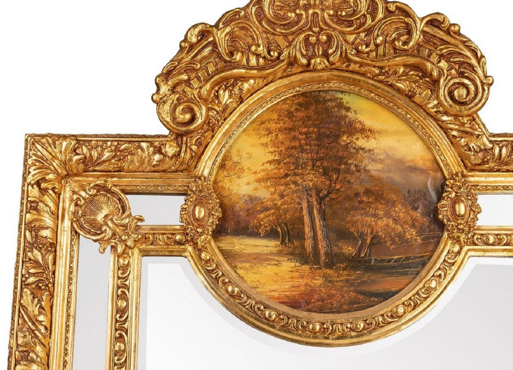 Barock Spiegel Gold - Handgefertigter Wandspiegel im Barockstil - Antik Stil Garderoben Spiegel - Prunkvoller Wohnzimmer Spiegel - Barock Möbel