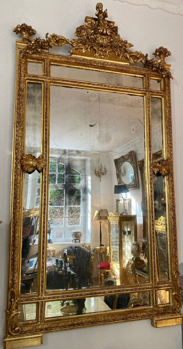 Barock Spiegel Gold / antikes Spiegelglas - Rechteckiger Wandspiegel mit eleganten Verzierungen - Barock Garderoben Spiegel - Barockstil Wandspiegel - Barock Möbel - Edel & Prunkvoll
