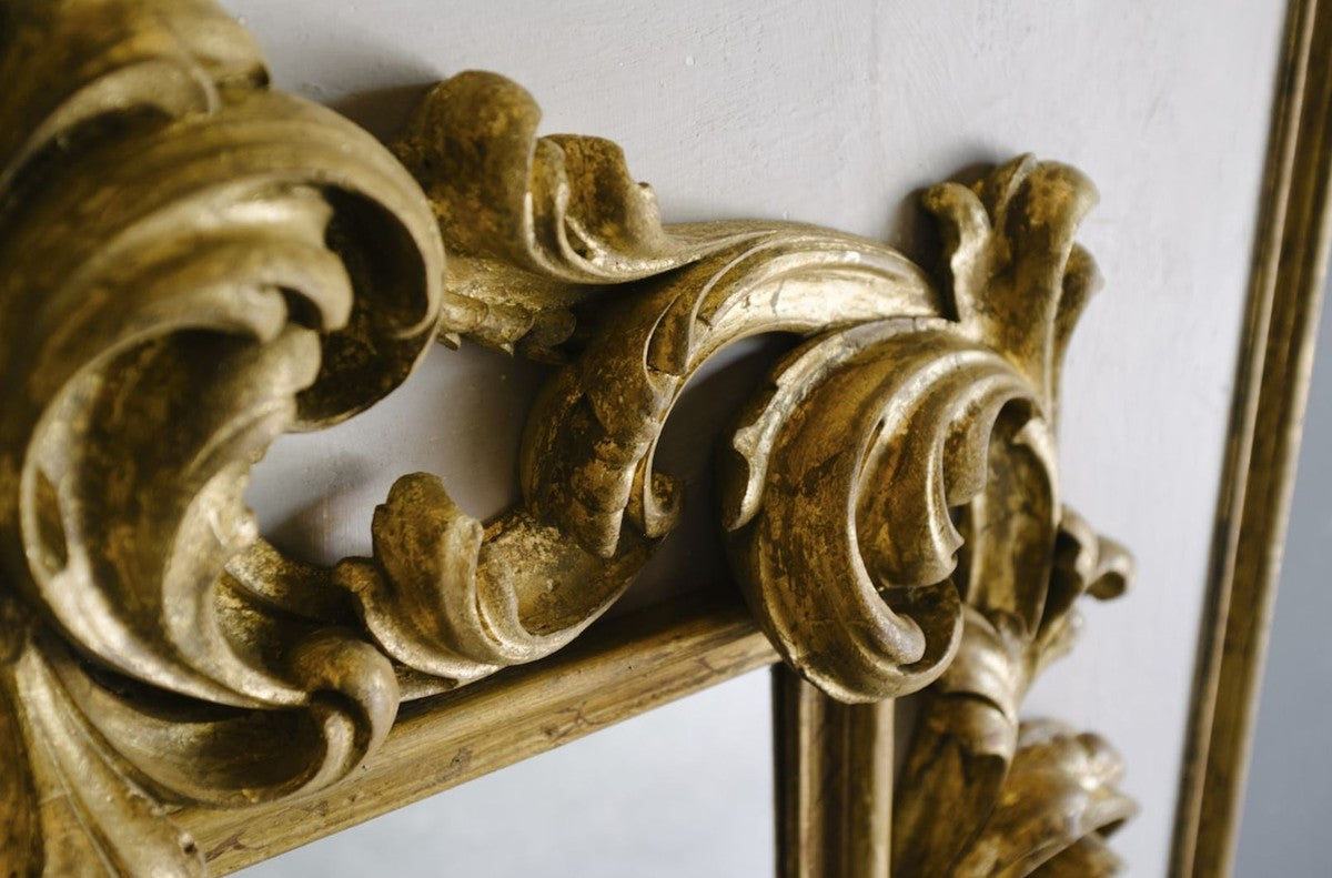 Barock Spiegel Grau / Gold 104,5 x H. 128 cm - Prunkvoller handgefertigter Wandspiegel mit dekorativem Rahmen und wunderschönen Verzierungen