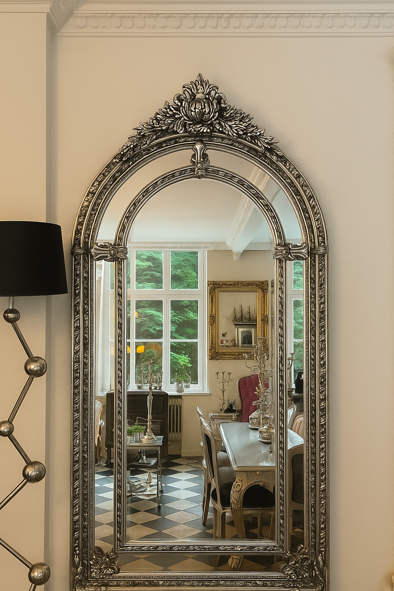 Barock Spiegel Silber - Wandspiegel im Barockstil - Handgefertigter Barock Garderoben Spiegel