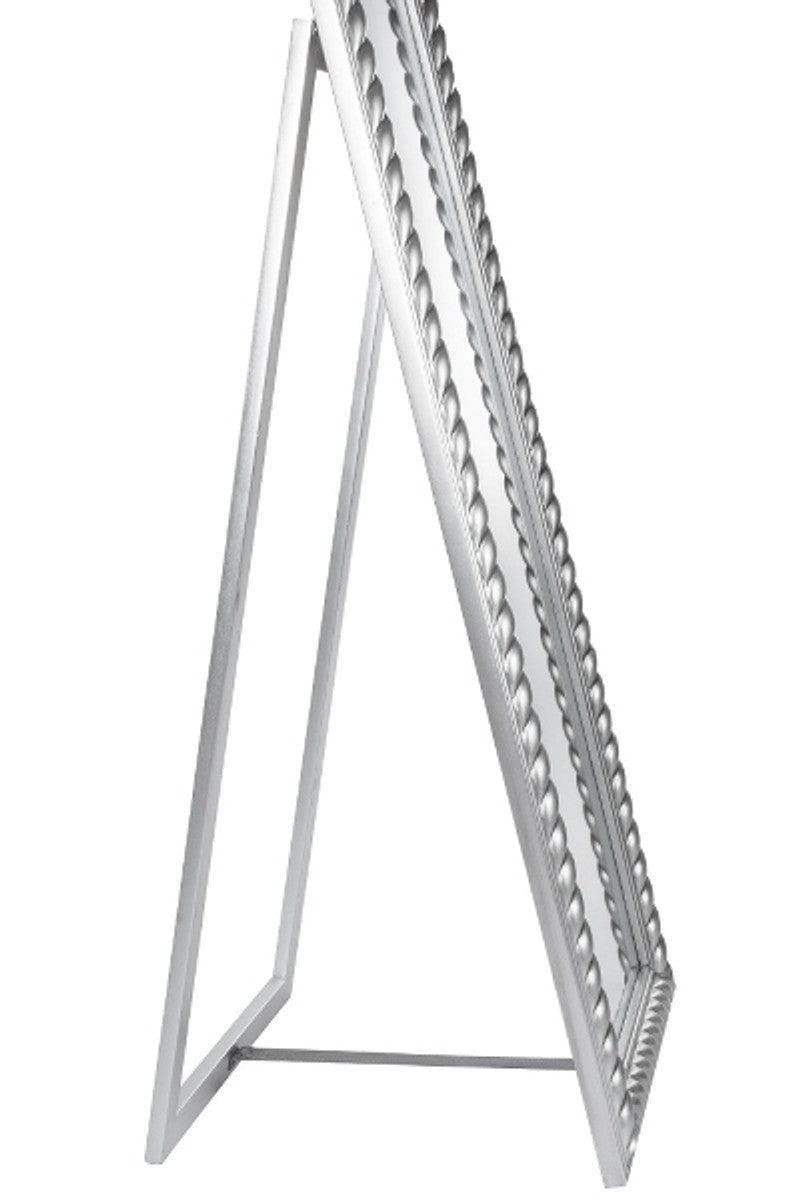 Barock Standspiegel Silber mit wunderschönem antik-silbernem Kordelrahmen H. 180 cm - Handgefertigt