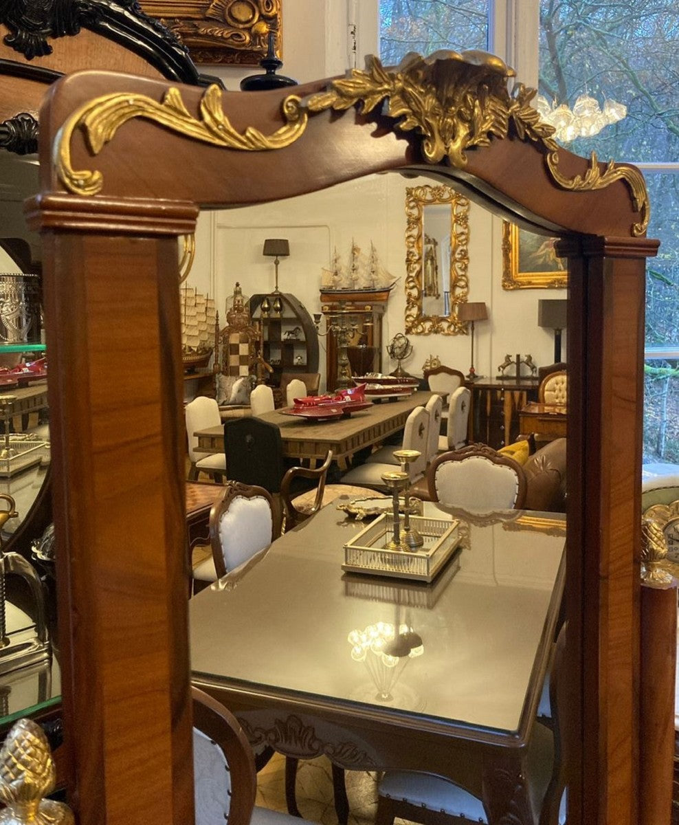 Barock Standspiegel Braun / Gold - Schwenkbarer Massivholz Spiegel im Barockstil - Schlafzimmer Spiegel - Hotel Spiegel - Schlafzimmer Möbel - Barock Möbel - Edel & Prunkvoll