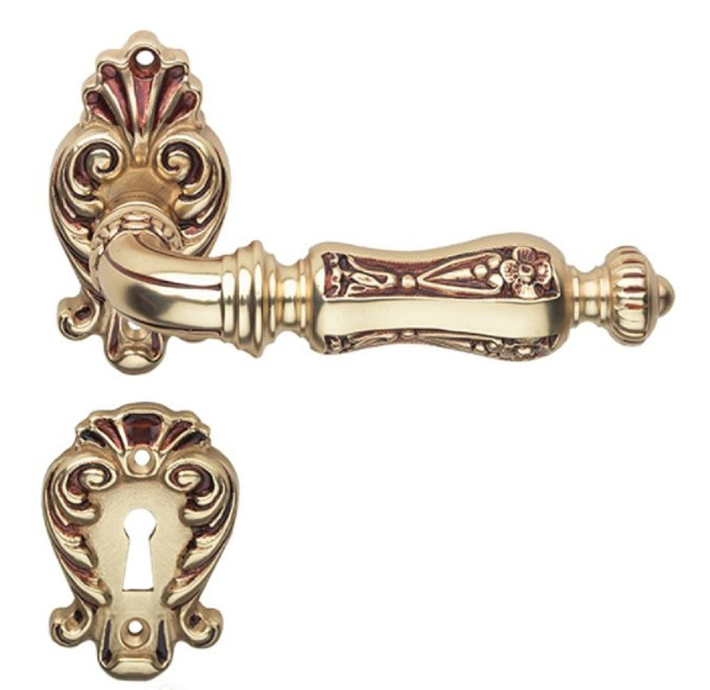 Barock Türgriff Set Französisches Gold 15 x H. 8,2 cm - Türklinken im Barockstil