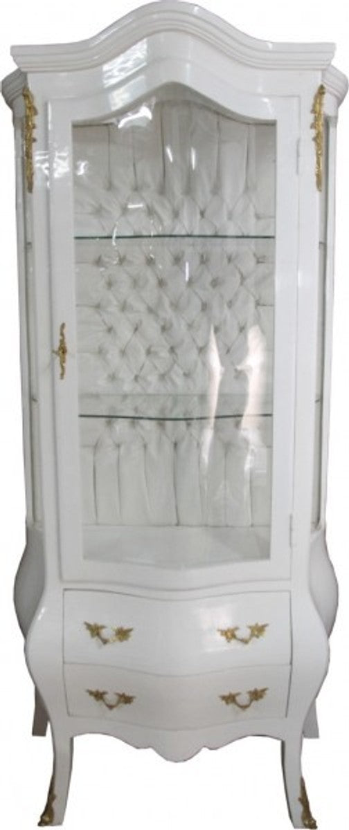 Barock Glasvitrine Weiß / Gold - Vitrinen Schrank