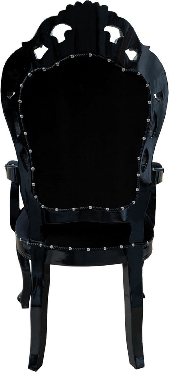 Barock Esszimmerstuhl 4er Set Schwarz - Handgefertigte Antik Stil Stühle mit Armlehnen - Barock Esszimmer Möbel