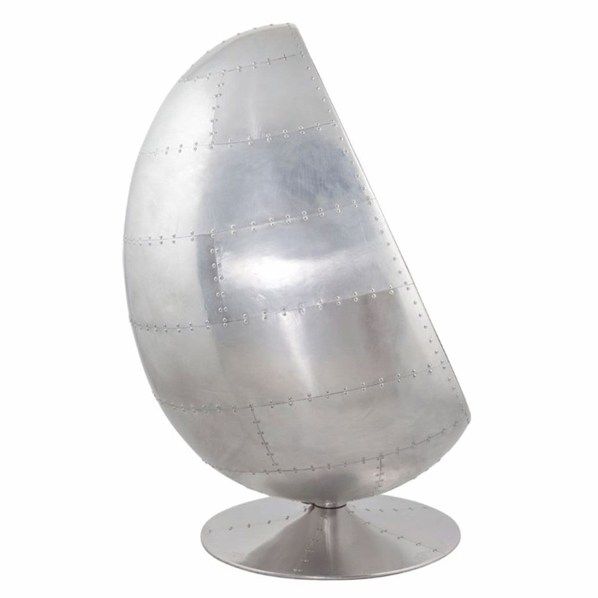 Aluminium Drehsessel mit Kunstleder Silber / Dunkelbraun H. 133 cm - Aluminium Möbel