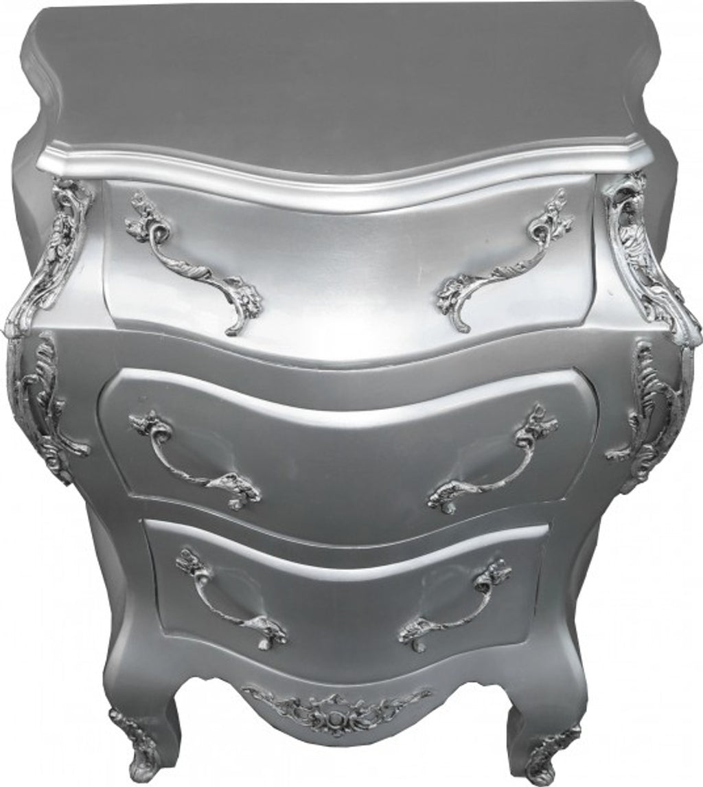 Barock Kommode Silber B68 H79.5 cm - Handgefertigte Möbel