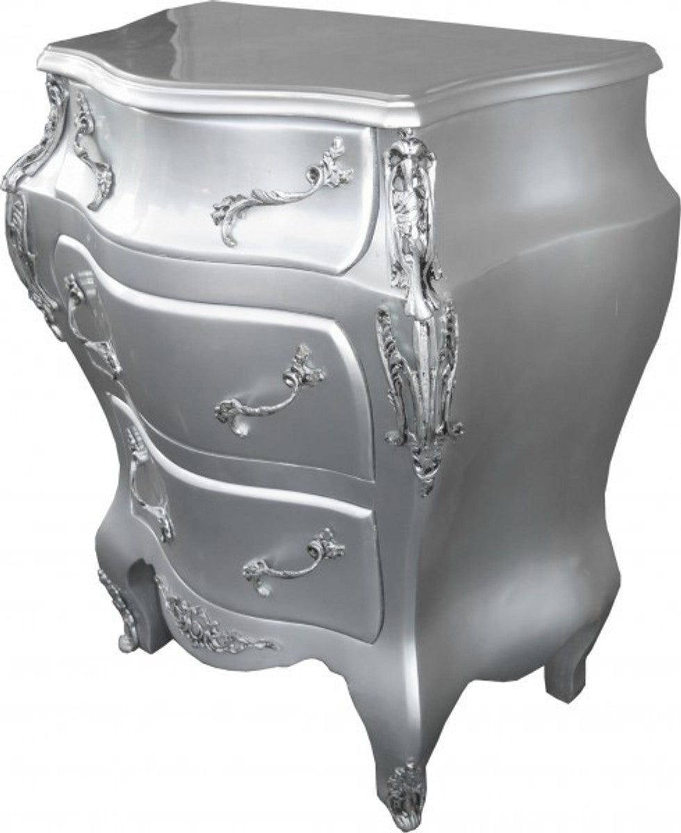 Barock Kommode Silber B68 H79.5 cm - Handgefertigte Möbel