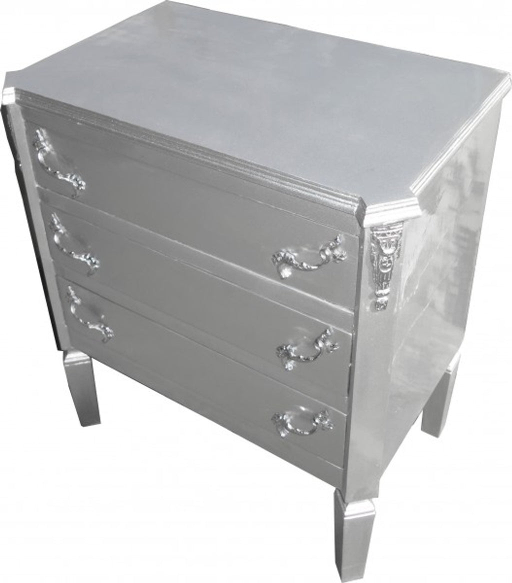 Barock Kommode Silber B60 H69 cm - Handgefertigte Art Deco Möbel