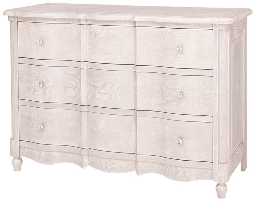 Barock Landhausstil Kommode mit 3 Schubladen Hellgrau 130 cm