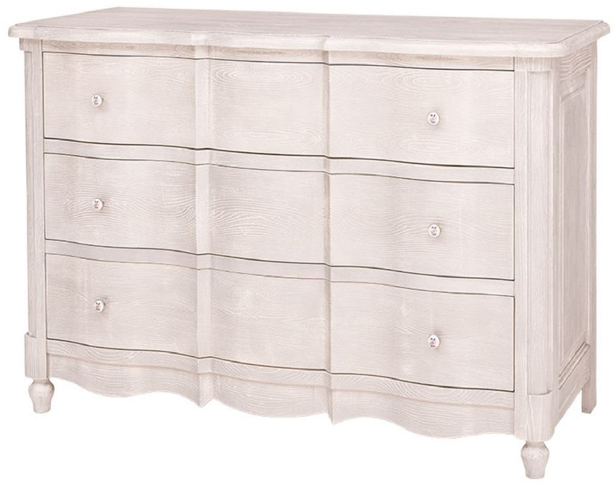 Barock Landhausstil Kommode mit 3 Schubladen Hellgrau 130 cm