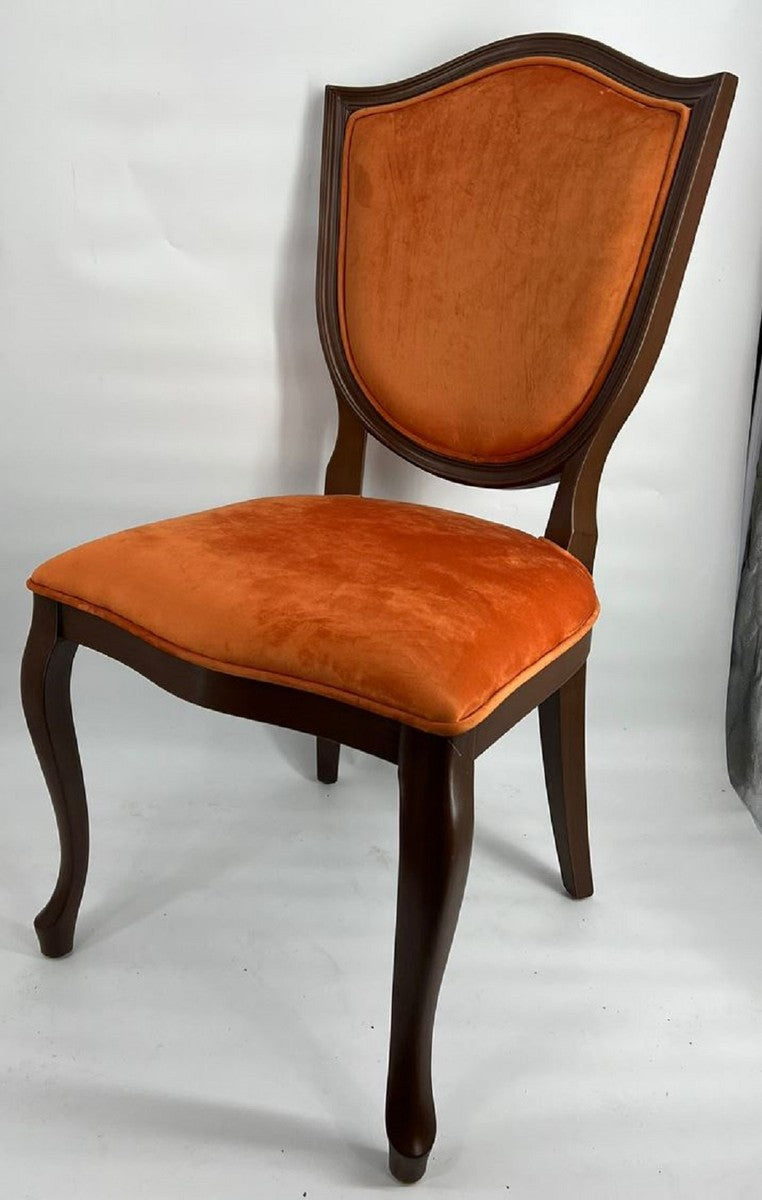 Art Deco Esszimmer Stuhl Orange / Dunkelbraun - Art Deco Massivholz Stuhl - Art Deco Esszimmermöbel - Art Deco Möbel - Art Deco Einrichtung - Möbel im Art Deco Stil