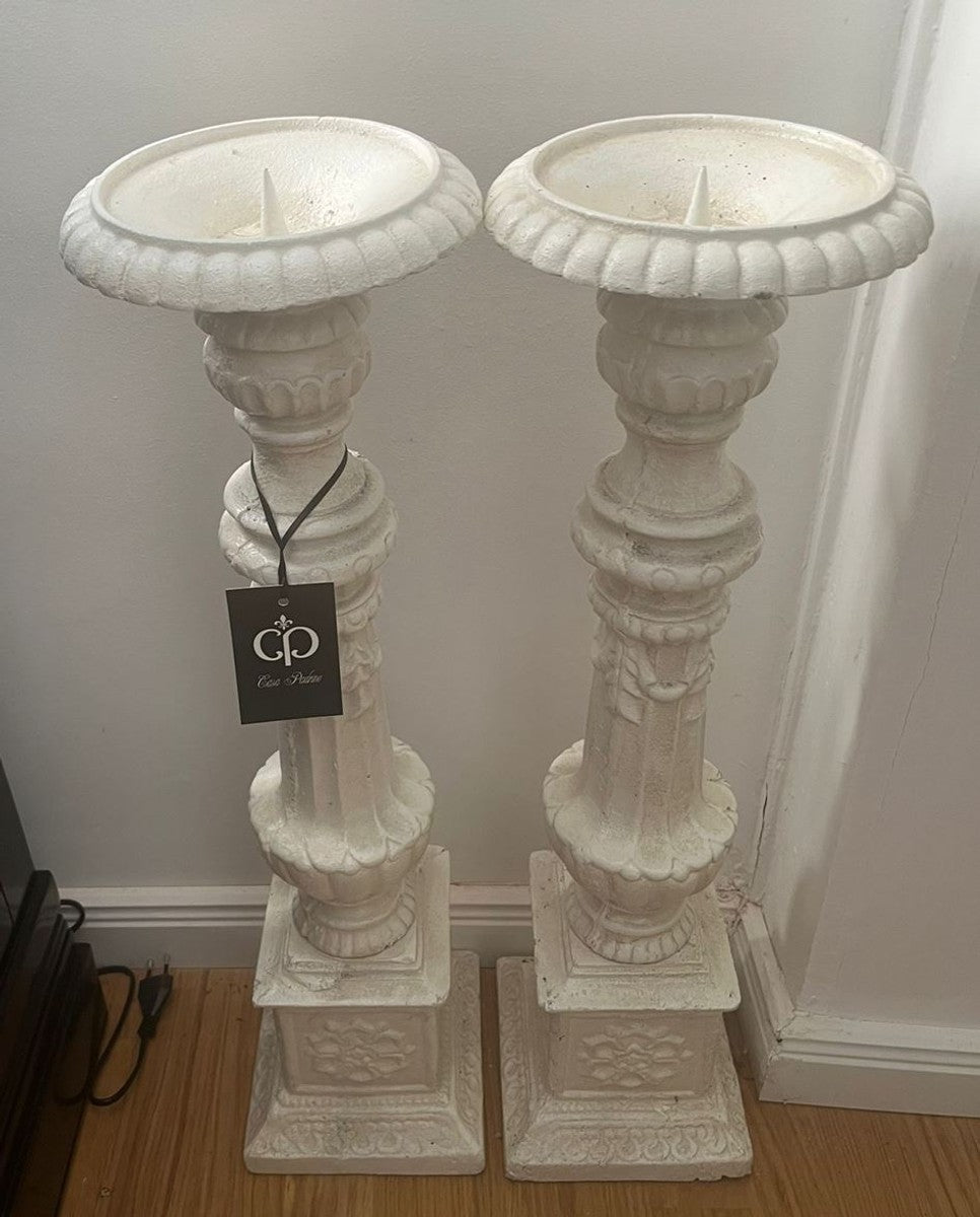 Barock Kerzenständer Set Weiß H. 69,5 cm - Barock Deko Accessoires