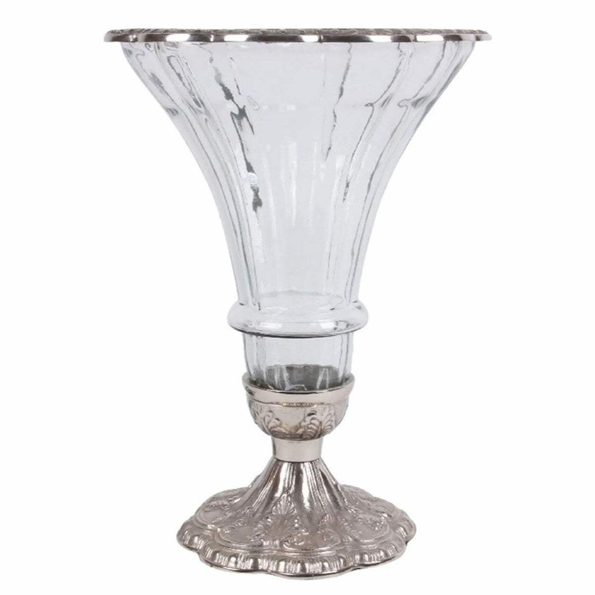 Barock Glas Vase Silber Ø 30 x H. 42 cm - Barock Deko Accessoires