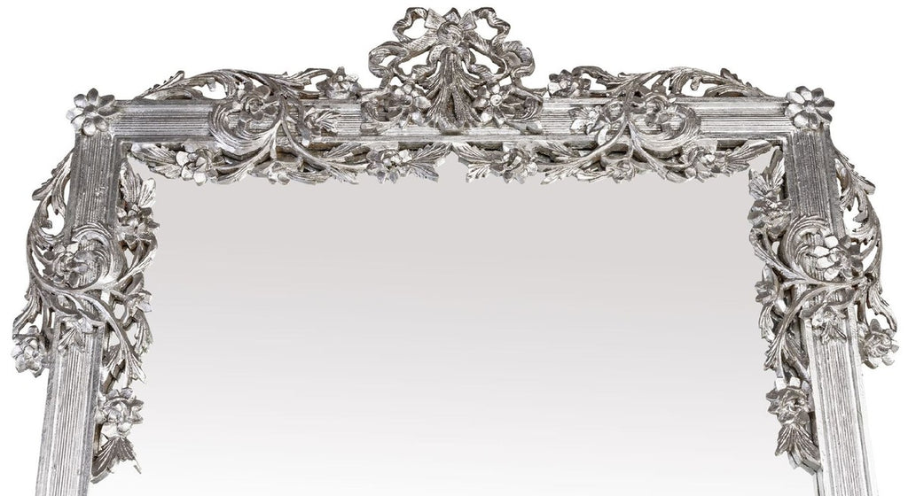 Barock Spiegel Silber 112 x 6 x H. 224 cm - Prunkvoller Wandspiegel mit eleganten Verzierungen - Barock Garderoben Spiegel - Barockstil Wandspiegel - Barock Möbel - Edel & Prunkvoll
