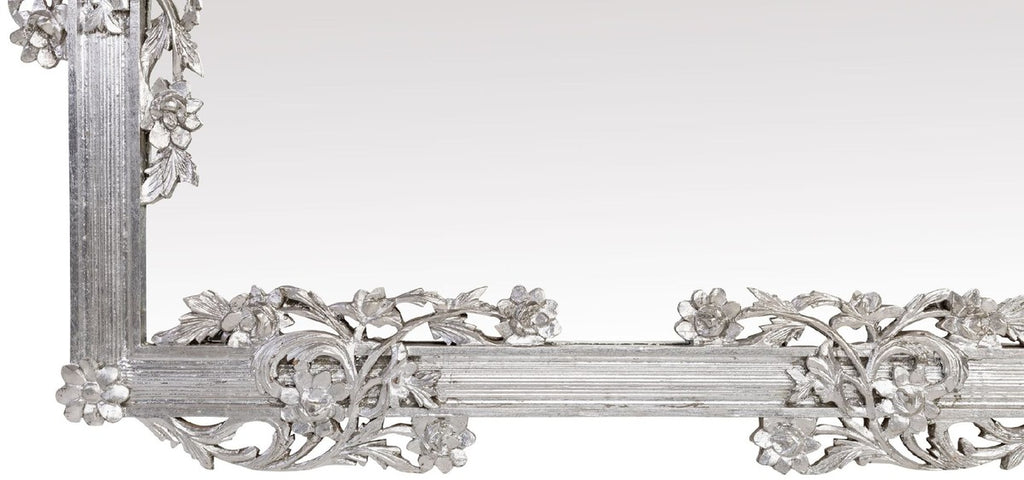 Barock Spiegel Silber 112 x 6 x H. 224 cm - Prunkvoller Wandspiegel mit eleganten Verzierungen - Barock Garderoben Spiegel - Barockstil Wandspiegel - Barock Möbel - Edel & Prunkvoll