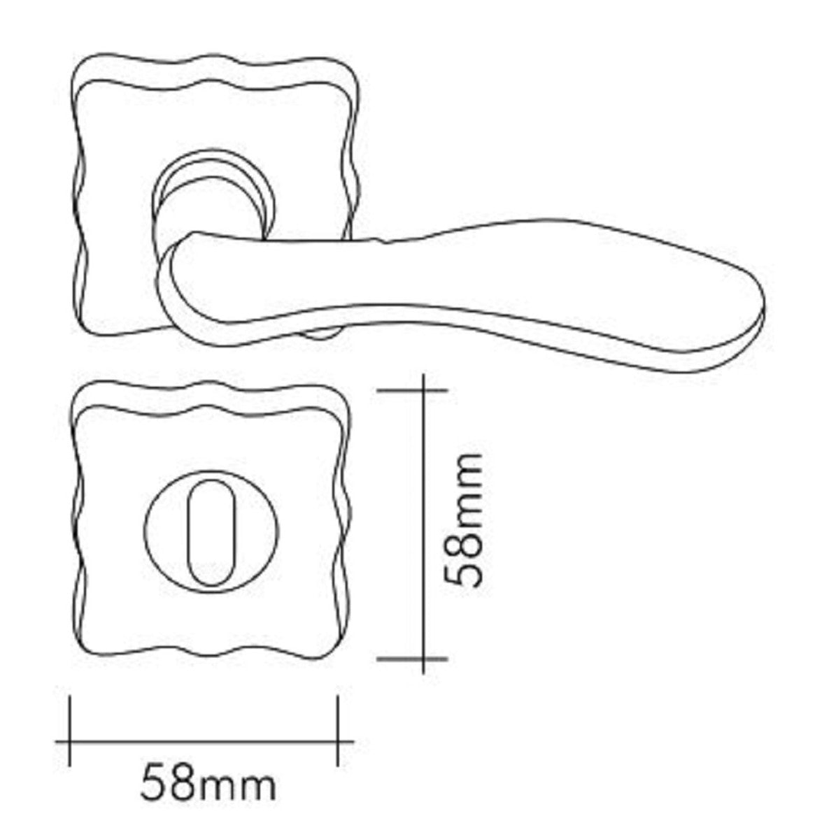 Barock Türgriff Set Messing Patiniert 13 x H. 5,8 cm - Elegante Türklinken mit quadratischen Rosetten - Barock Deko Accessoires