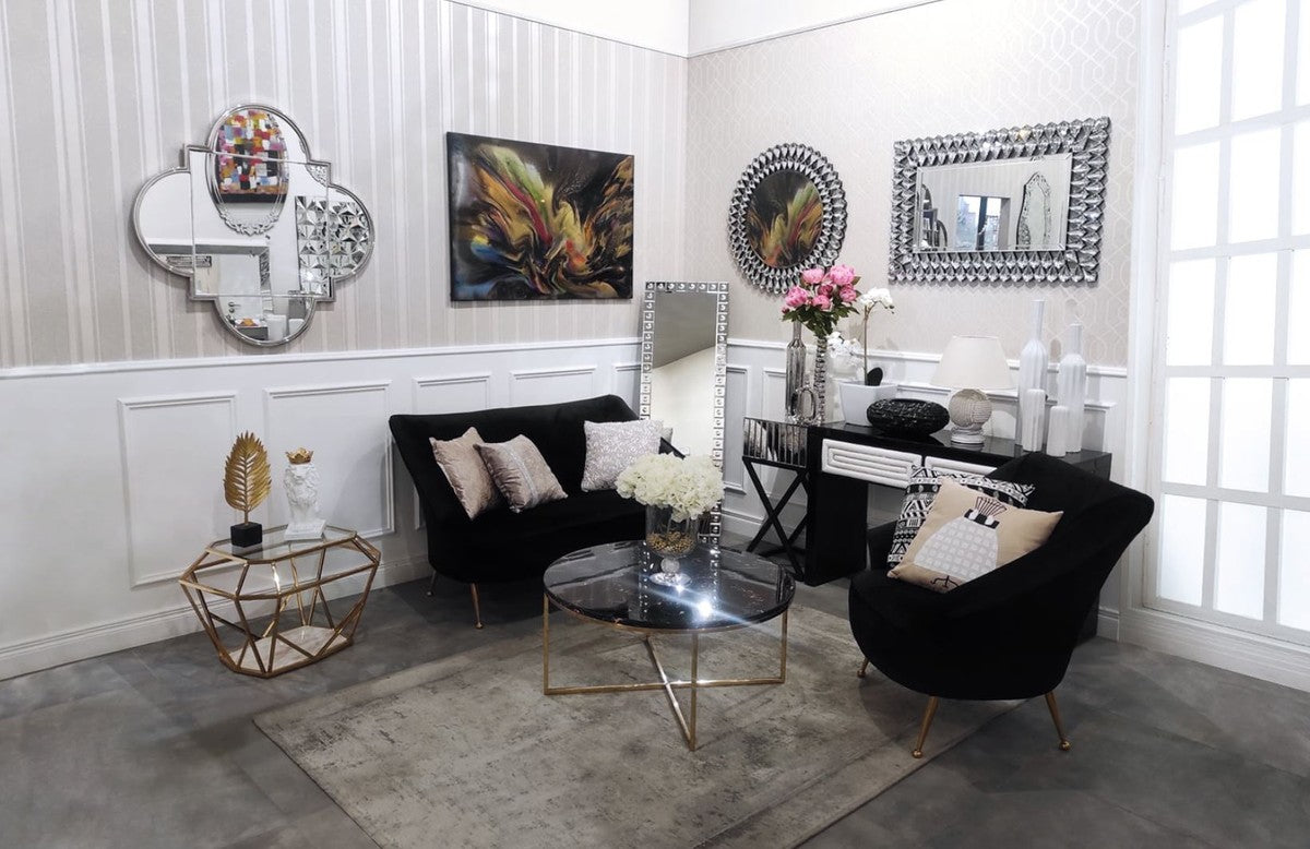 Art Deco Kristall Wandspiegel 66, 2 x 3 x H. 96,6 cm - Rechteckiger Wohnzimmer Spiegel - Art Deco Möbel