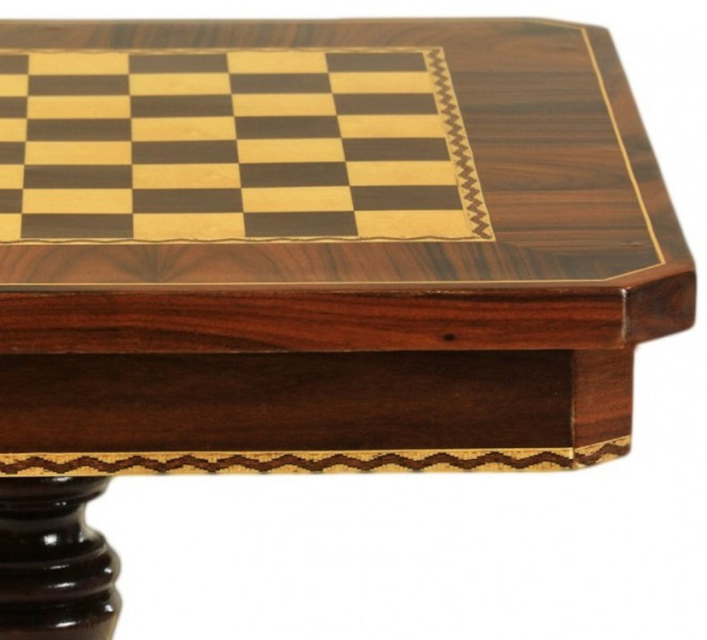 Barock Spieltisch Schach / Dame Tisch Mahagoni - Möbel Antik Stil Art Deco Jugendstil Schachtisch