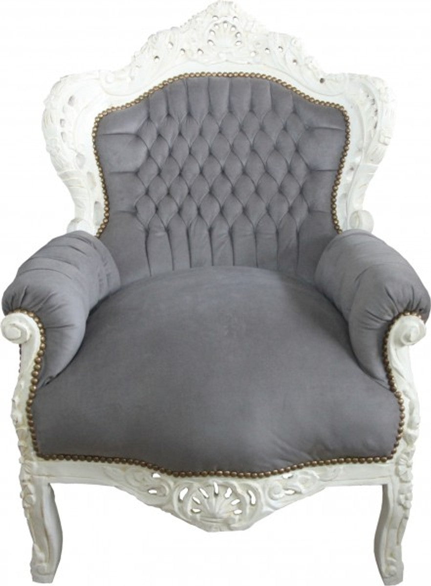 Barock Sessel King Grau /Creme - Antik Stil