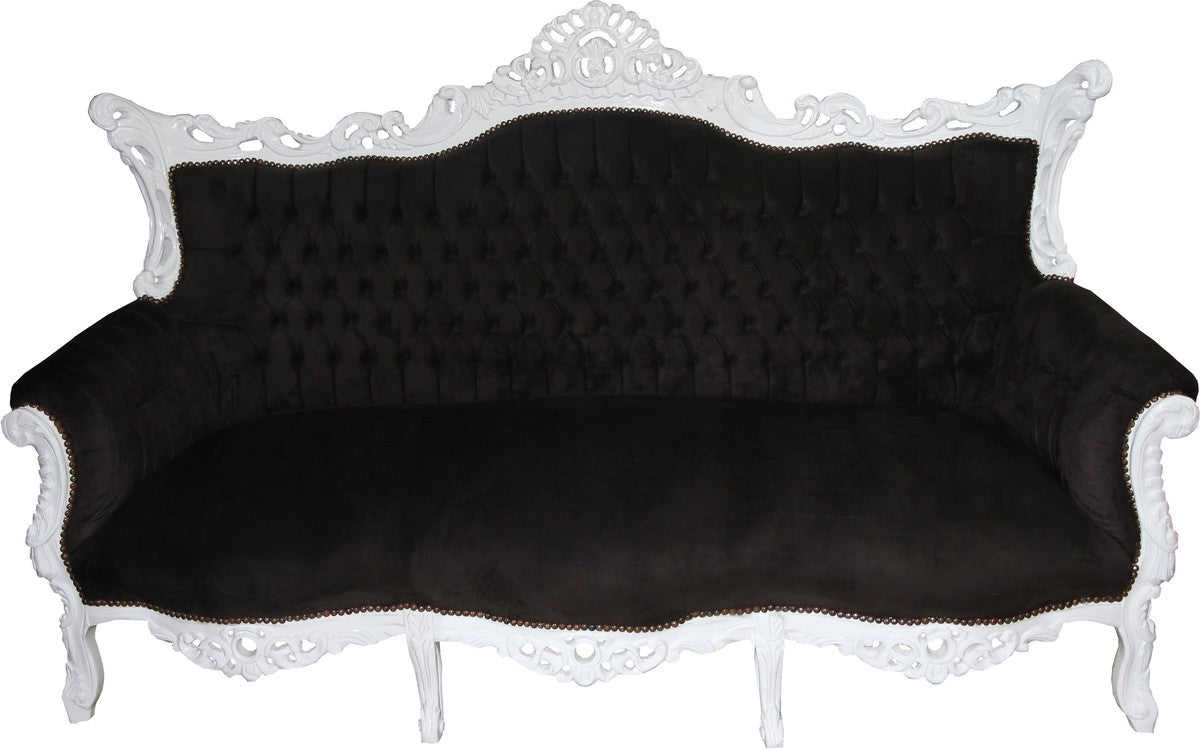 Barock 3-er Sofa Master Schwarz / Weiß - Wohnzimmer Möbel Couch Lounge - Limited Edition