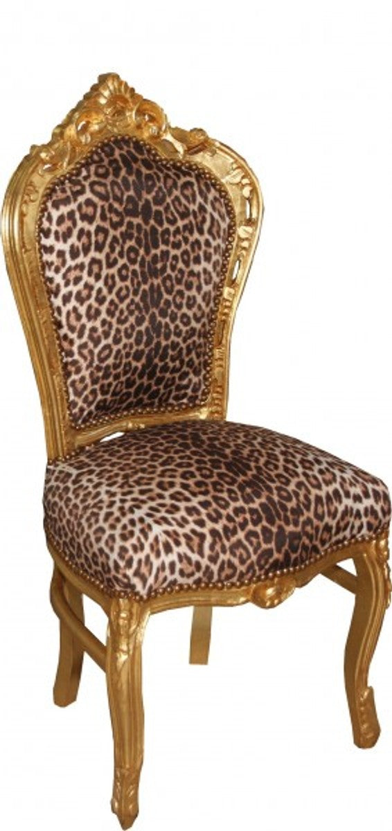 Barock Esszimmer Stuhl Leopard/Gold Mod2 - Barock Möbel