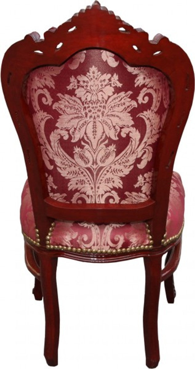 Barock Esszimmer Stuhl Bordeaux Muster / Braunrot - Antik Möbel - Limited Edition