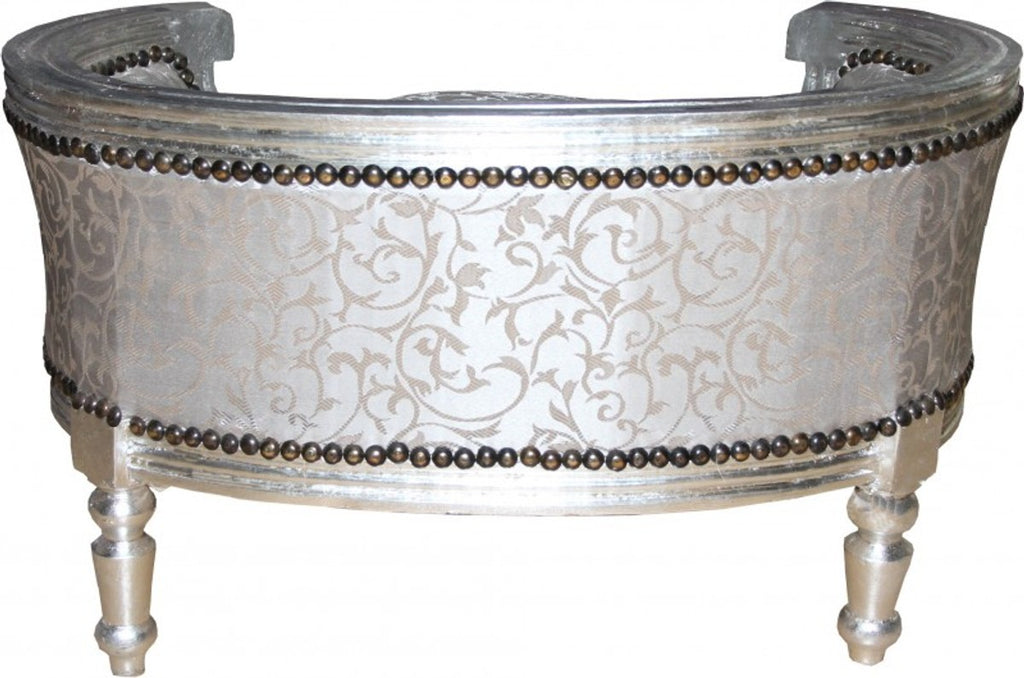 Barock Hunde & Katzen Sofa in Silber - Hundesessel Sitz Hundebett Katzenbett Hund Katze Möbel