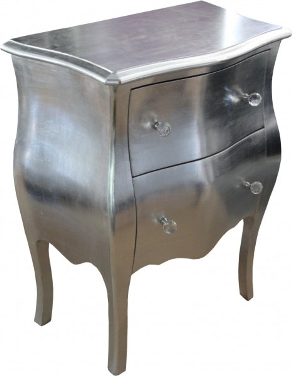 Barock Kommode Silber Antik Look H 78 cm, B 62 cm, T 36 cm
