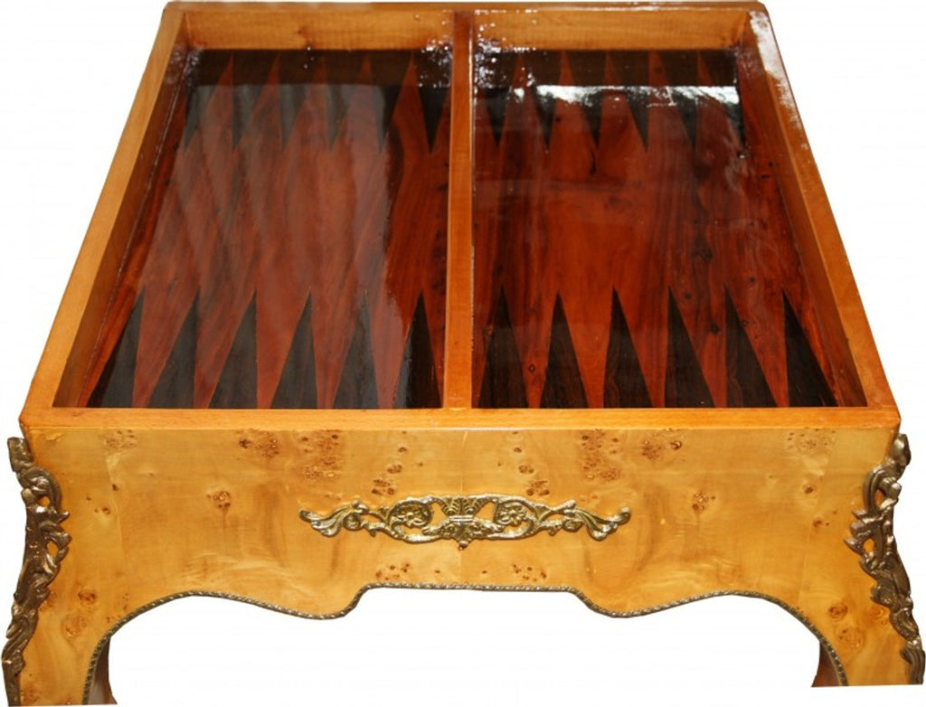 Barock Spieltisch Schach / Backgammon Tisch Mahagoni L 60 x B 60 x H 71 cm - Möbel Antik Stil Barock