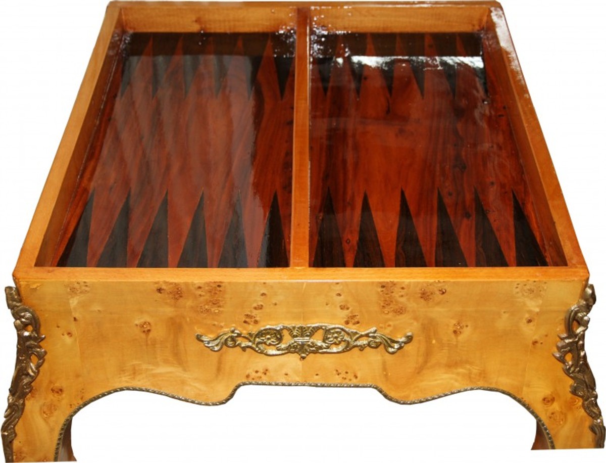Barock Spieltisch Schach / Backgammon Tisch Mahagoni L 60 x B 60 x H 71 cm - Möbel Antik Stil Barock
