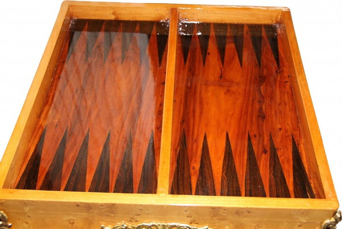 Barock Spieltisch Schach / Backgammon Tisch Mahagoni L 60 x B 60 x H 71 cm - Möbel Antik Stil Barock
