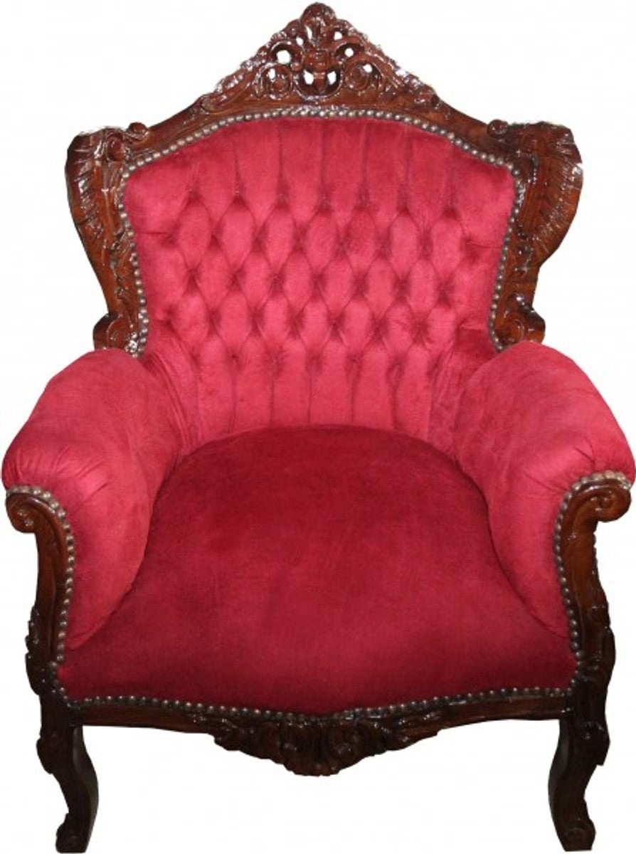 Barock Sessel Lord Bordeaux Rot/Braun - Antik Stil