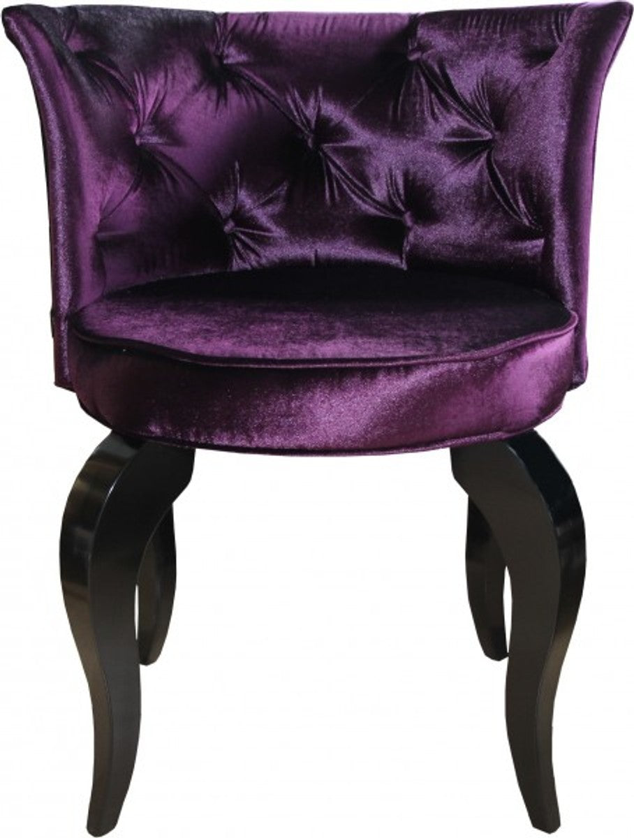 Barock Salon Stuhl Lila / Schwarz - Designer Sessel - Luxus Qualität